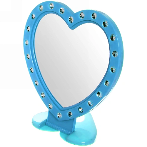 Зеркало настольное в пластиковой оправе Белые выемки сердце, подвесное 1514,5см_5