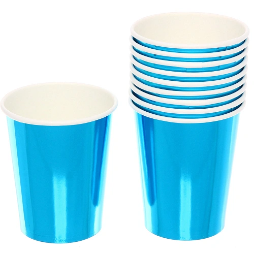Стакан бумажный 0,2л в наборе 10 шт "Диско", Голубой