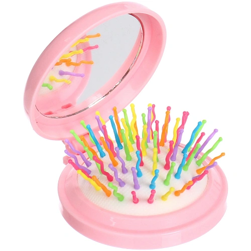 Расчёска массажная складная с зеркалом Новогодний Дед Мороз, цвет микс, d-6см_22