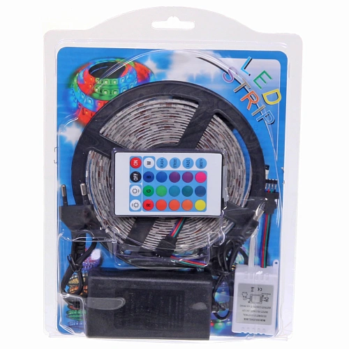 Лента светодиодная самоклейка 5м10мм, 300 ламп LED, 7 цветов, с пультом, степень защиты IP64  (арт542-133)_22