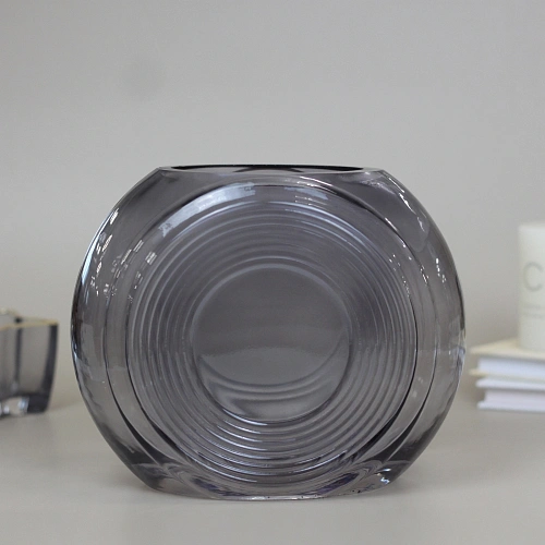 Ваза стеклянная "Мальвина" 18*16см серый