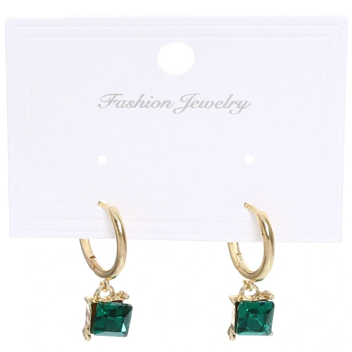 Серьги из гиппоалергенного сплава ЛАТТИ, глубокий зеленый, цвет серебро и золото, 2,5см_4