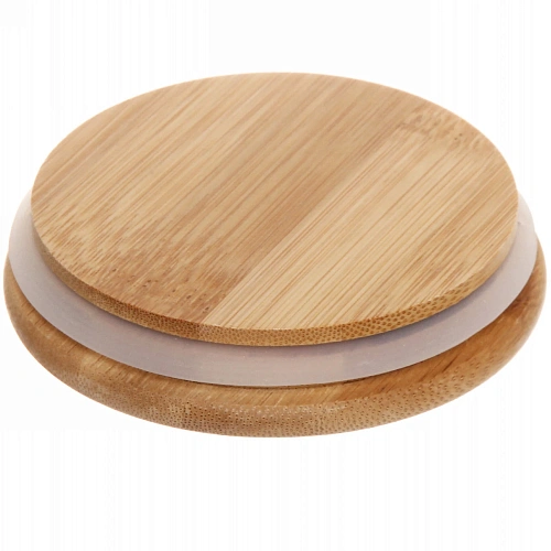 Банка для продуктов стеклянная 650мл Хай-Тек с бамбуковой крышкой 1010см_3