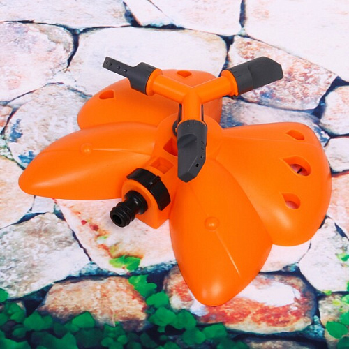 Разбрызгиватель Бабочка оранжевая горизонтальный, круговой, 3 лейки ДоброСад_5