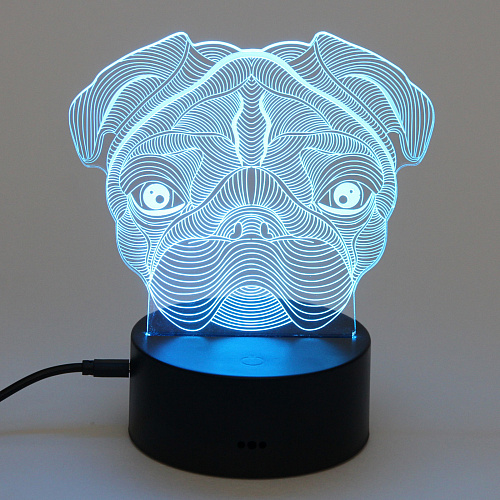 Светильник ночник 3D-Пёсик на пластиковой подставке, с включателем USB_10