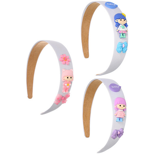Ободок для волос детский БАМБИ БУМ, подружка, цвет розовый, лавандовый и голубой, 3см_8