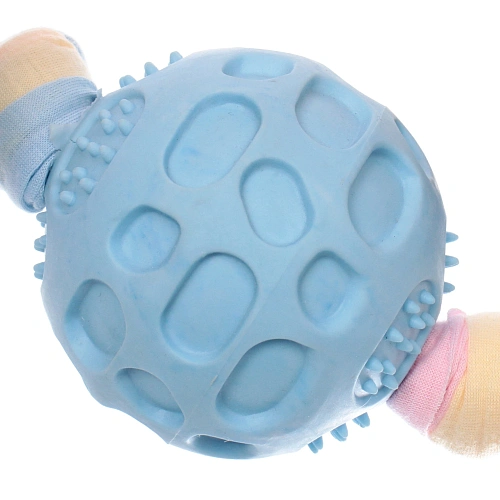 Игрушка - мячик для собак средних и мелких пород БЕГИ ЛОВИ, с канатом, цвет голубой, 387,5см (лейбл)_3