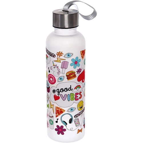 Бутылка питьевая пластиковая 600мл Летний микс, микс цветов_17