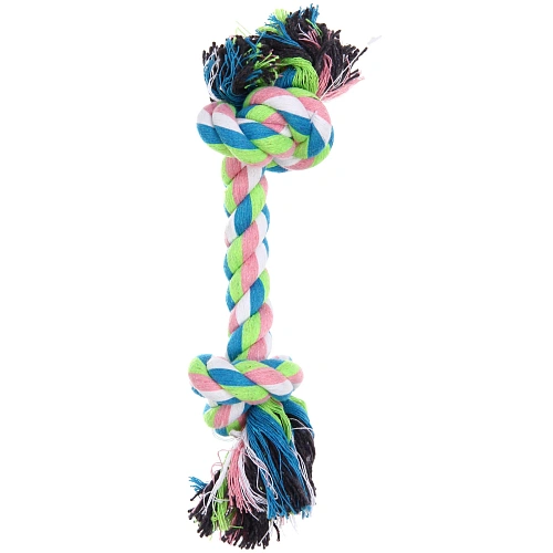 Игрушка - канат грейфер для собак мелких и средних пород ПОИГРАЙКА, цвет белыйсинийрозовый, 28см  2,2см  100гр_4