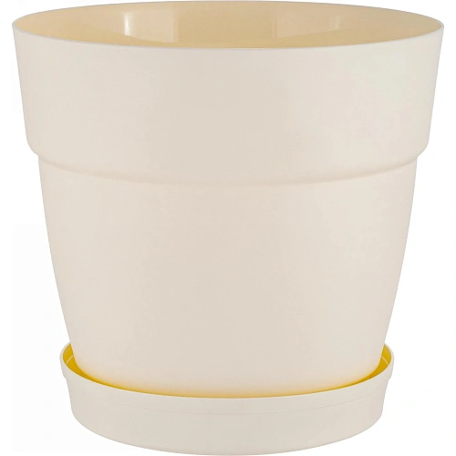 Горшок для цветов пластиковый 4л d-20см "Villa de Fiori" с фиксируемым поддоном, белоснежный жасмин