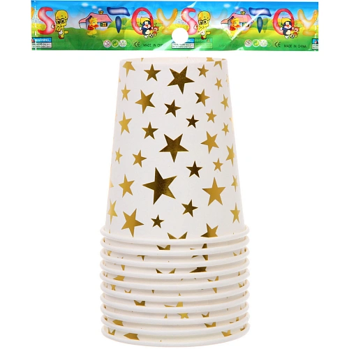 Стакан бумажный 0,2л в наборе 10 шт Звездное синяие, золото_4