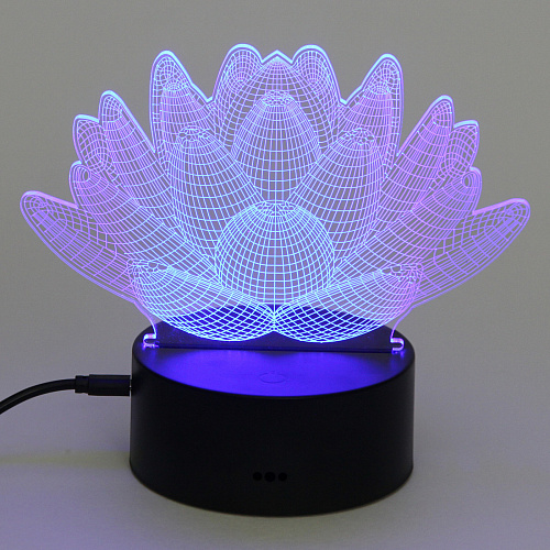 Светильник ночник 3D-Лотос на пластиковой подставке, с включателем USB_7