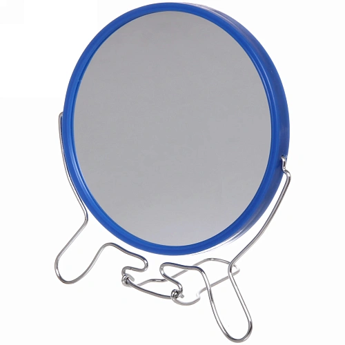 Зеркало настольное в металлической оправе Практика круг, подвесное, двухстороннее d-14см_10