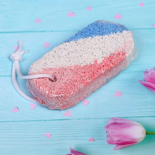 Пемза для ног, форма прямоугольник, трехцветная 9,54,52см, 26гр_5
