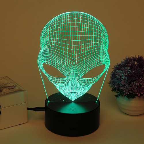 Светильник ночник 3D-Пришелец на пластиковой подставке, с включателем USB_6