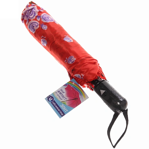 Зонт женский полуавтомат Ультрамарин - Венера, микс 6 цветов, 8 спиц, d-100см, длина в слож виде 28см, голубые цветы_18