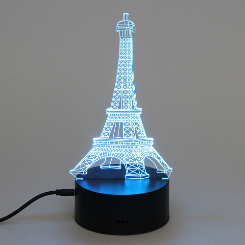 Светильник ночник 3D-Эйфелева башня на пластиковой подставке, с включателем USB_10