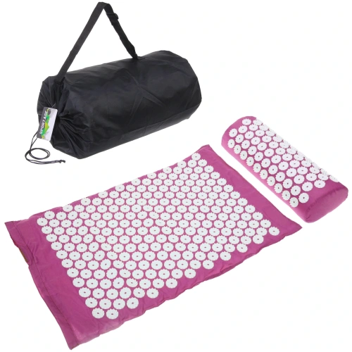 Акупунктурный набор (коврик игольчатый 64х40х2 см и валик 37х15х10 см в сумочке), розовый