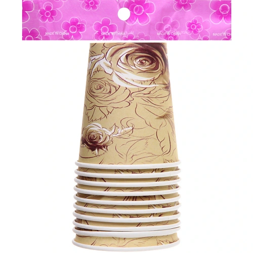 Стакан бумажный 0,2л в наборе 10 шт Изящные цветы_4