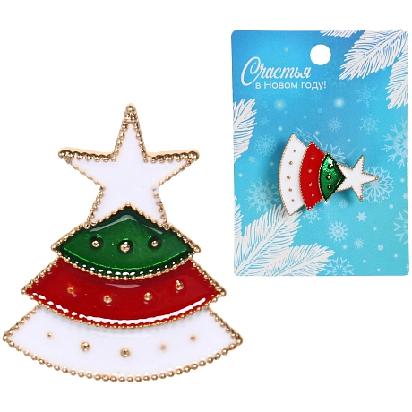 Брошь "Новогодняя Коллекция- Ёлочка" 3*2,5 см