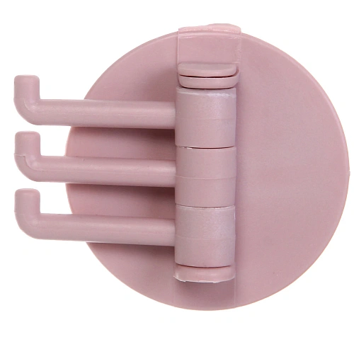Крючок настенный многофункциональный на липкой основе ИДЕЯДОМА, цвет пудровая роза, нагрузка 1кг76см (пакет с подвесом)_4