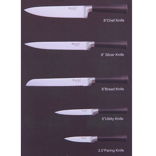 Набор ножей SHEF 6предметов (5ножей+подставка), черная ручка_11