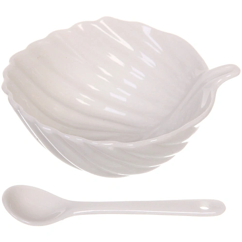 Набор соусников White magic 4шт с ложками Ракушка_4