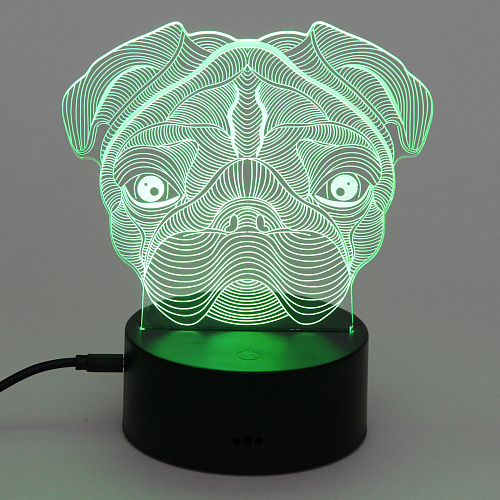 Светильник ночник 3D-Пёсик на пластиковой подставке, с включателем USB_8