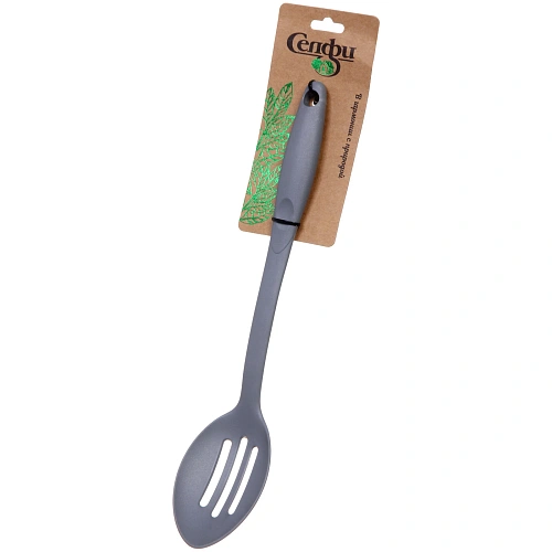 Ложка кухонная пластиковая с прорезями Graphite 33см_3