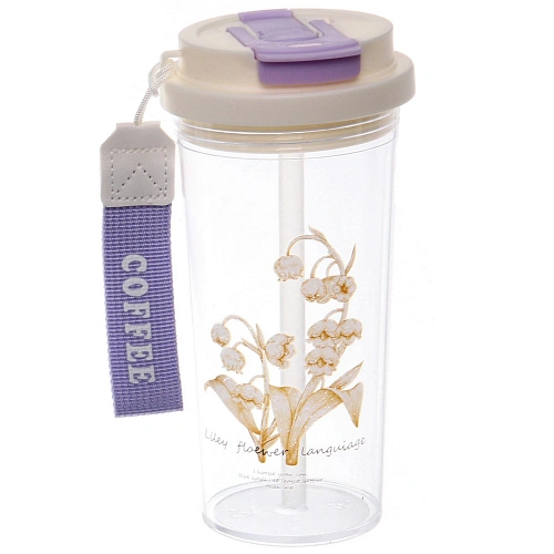 Бутылка питьевая пластиковая 500мл Ландыши, микс цветов_10