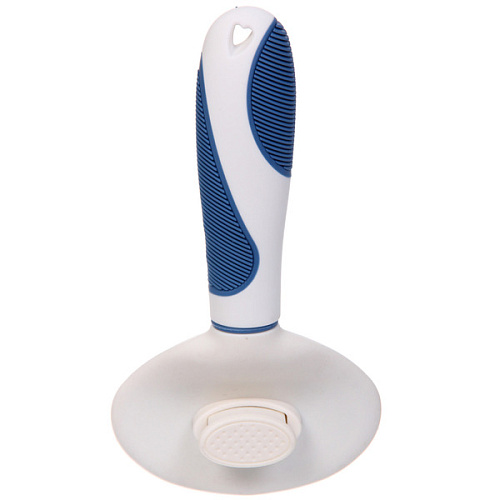 Расческа - пуходёрка для животных ЛАПУСИКИ, коллекция БРО, прорезиненная ручка, цвет белыйголубой, 115215см (блистер)_6