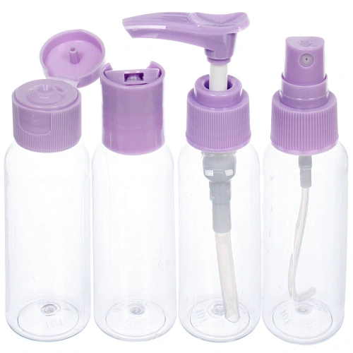 Флаконы дорожные в косметичке 4шт COMFORT, цвет фиолетовый, (404мл)_4