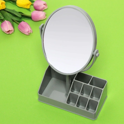 Зеркало настольное с органайзером для косметики Beauty, цвет зеленый, 3118см_3