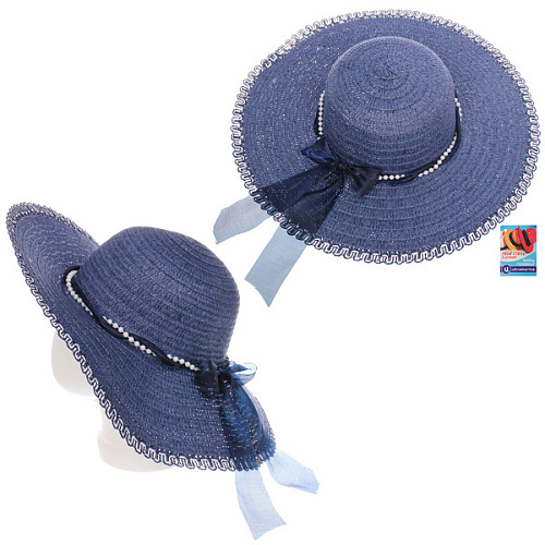 Шляпа женская с широкими полями "TiraMiSu- Нинэль", синий , р58, ширина полей 11см