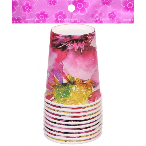 Стакан бумажный 0,2л в наборе 10 шт Летнее настроение_3