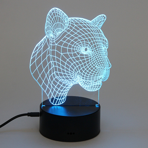 Светильник ночник 3D-Пантера на пластиковой подставке, с включателем USB_10