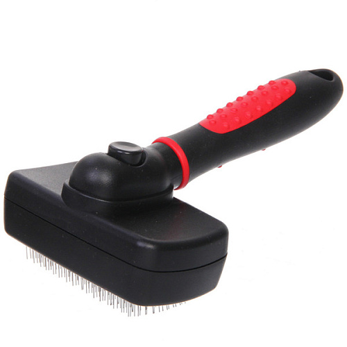 Расческа - пуходерка с кнопкой самоочистки ПРОФФ - МОЙ БРО, прорезиненная ручка, цвет серыйчерный, 1017,5см _4