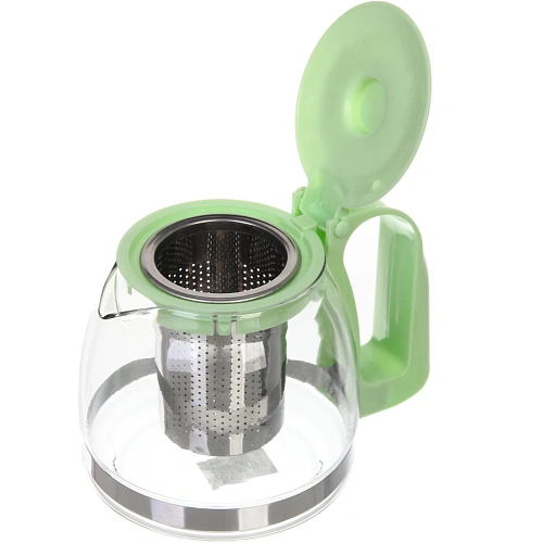 Чайник заварочный стеклянный 700 мл с металлическим ситом большая ручка Селфи, микс_7