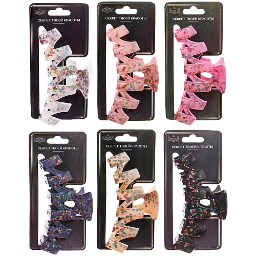 Заколка - краб для волос AKS - VIENTO, микс 6 цветов, зиг-заг, 113см _12