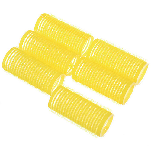 Бигуди липучки, 6шт., однотонные, цвет желтый, d-2,5см