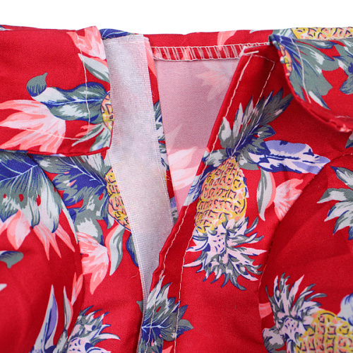 Рубашка для собак и кошек малых и средних пород СТИЛЬНЫЙ БРО, цвет красный, принт ананасы с цветами, размер XL_6