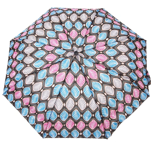 Зонт женский полуавтомат Ultramarine- Маниока, микс 6 цветов, 8 спиц, d-100см, длина в слож виде 28см, голубые цветы_25