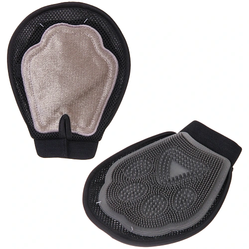 Варежка для мытья и вычесывания животных "ПРЕМИУМ - МОЙ БРО", цвет серый/черный, 18.5*23см (лейбл)