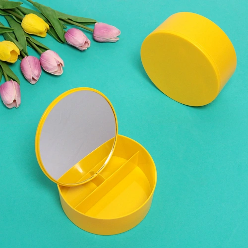 Зеркало настольное с органайзером для косметики Beauty, цвет желтый, 16,517см_3