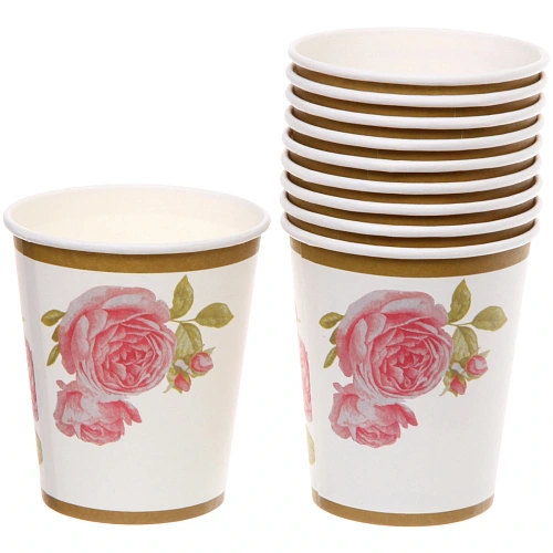 Стакан бумажный 0,2л в наборе 10 шт "Розовый сад"