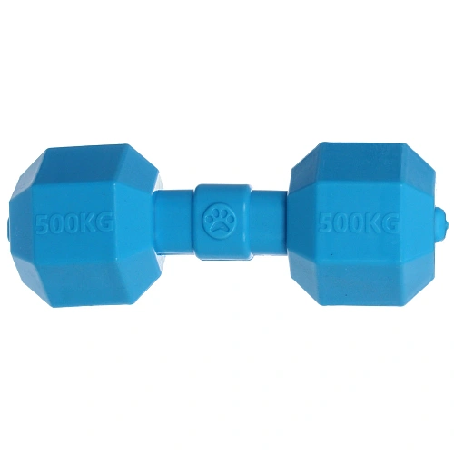 Игрушка для средних и крупных пород собак Гантель, цвет синий, с пищалкой, 20,37,36,3см_3