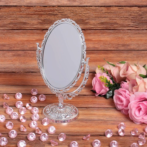 Зеркало настольное в пластиковой оправе Версаль - Овал, цвет серебро, двухстороннее, 245см _3
