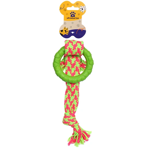 Игрушка-канат для всех пород собак с кольцом Счастливый хвост!, цвет ярко-зеленый, 349см80гр_4