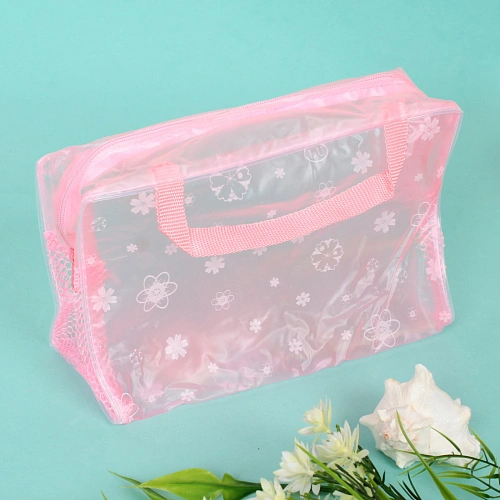 Косметичка Adventure - Feathers, ромашки, цвет розовый, текстильные ручки, 2417см_4