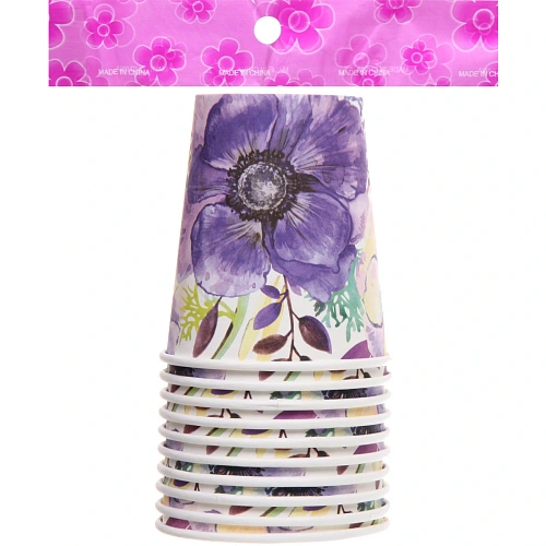 Стакан бумажный 0,2л в наборе 10 шт Цветочный сад_4